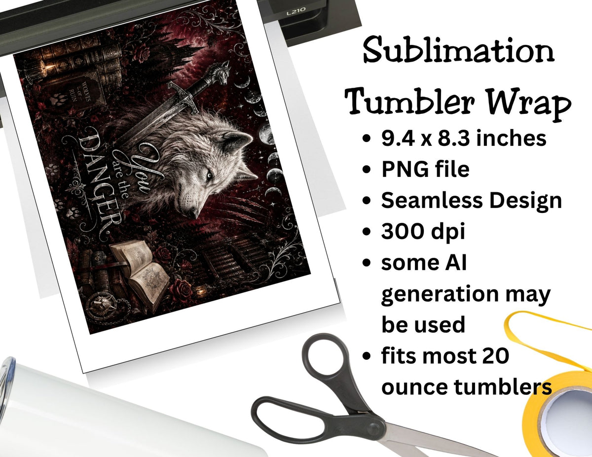Dark Romantasy Dire Wolf Tumbler Tumbler and Tumbler Wrap  *1091