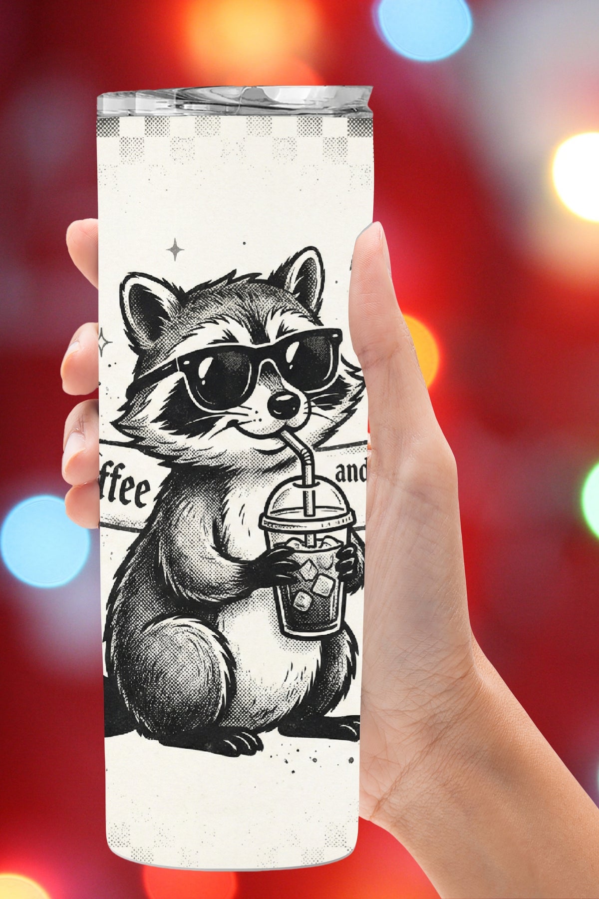 If your entire personality is iced coffee and questionable life choices, you need this raccoon tumbler. “Fueled by Coffee and Bad Decisions” is the ultimate funny tumbler wrap for coffee girls, teachers, busy moms, and anyone living on caffeine. Retro grunge trash panda design available as a sublimation PNG or ready-to-use 20oz skinny tumbler.