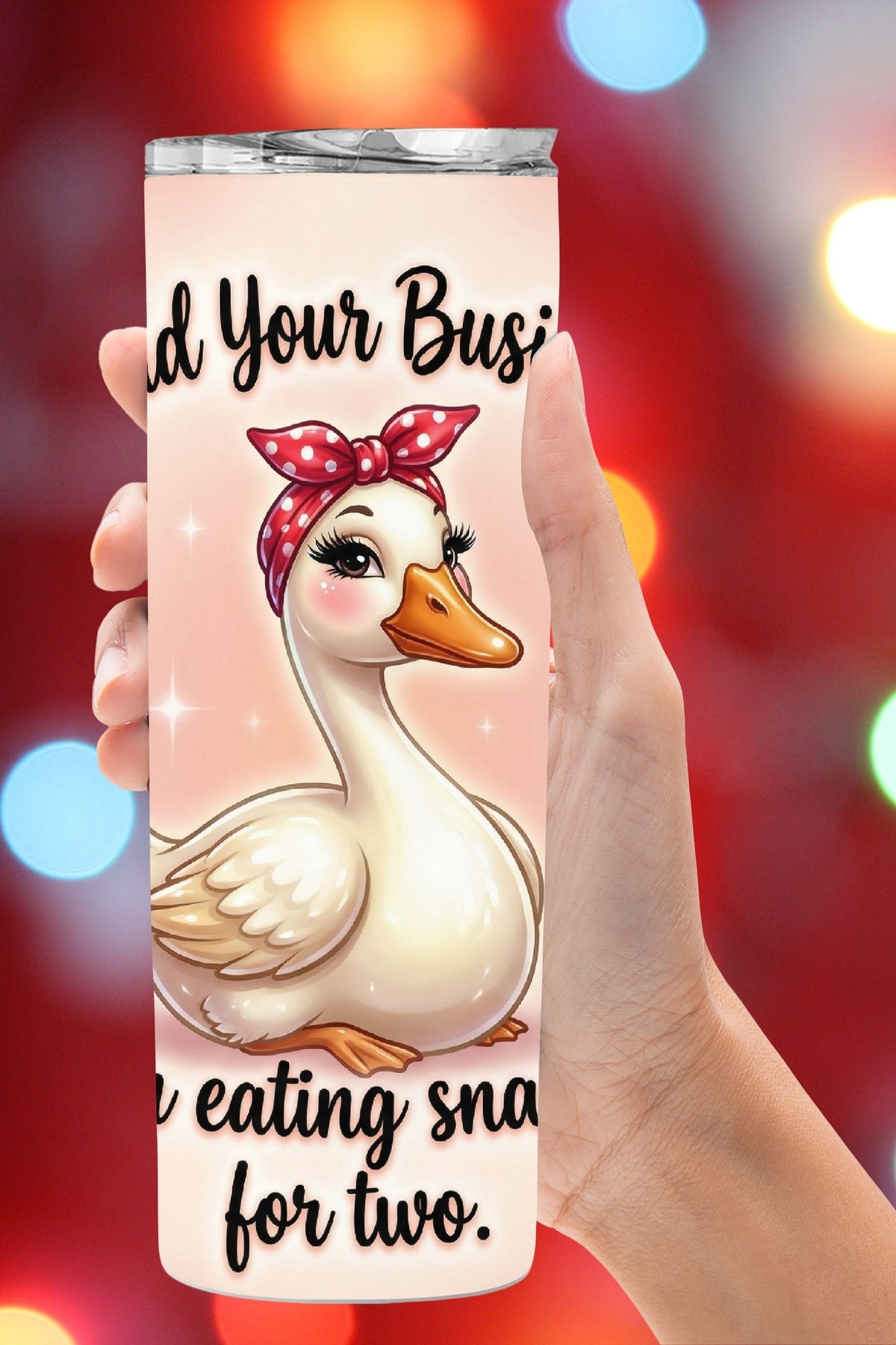 Looking for a baby shower gift that’s funny but still wholesome? This Funny Pregnant Goose tumbler is the kind of pregnancy humor gift that gets passed around the party. The “Mind Your Business – I’m Eating Snacks for Two” quote taps into classic cravings culture, making it a perfect baby shower surprise, maternity gift, or pregnancy announcement accessory. Cute farm animal charm + playful maternity humor = instant conversation starter. Available as a ready-to-gift tumbler or digital download for custom cre