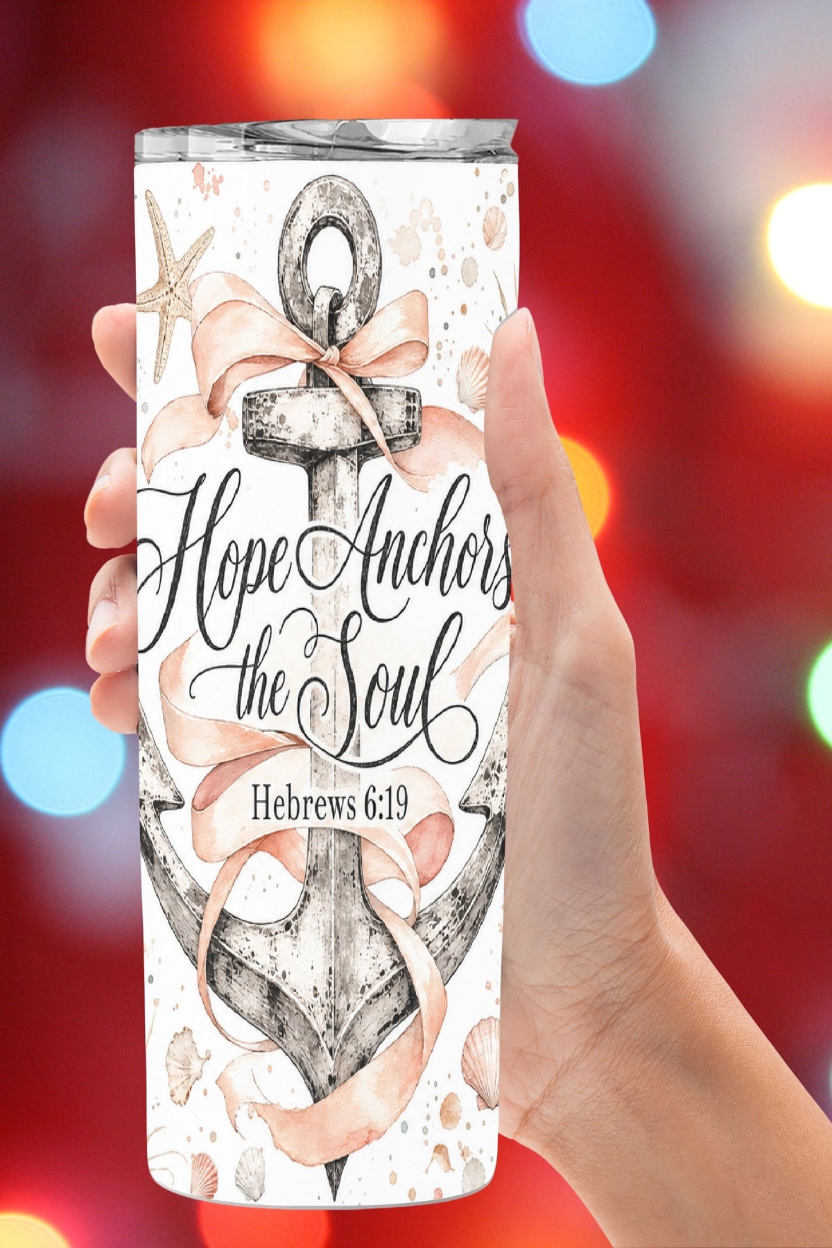 Hope Anchors the Soul Christian Coastal Tumbler and Tumbler Wrap *1089