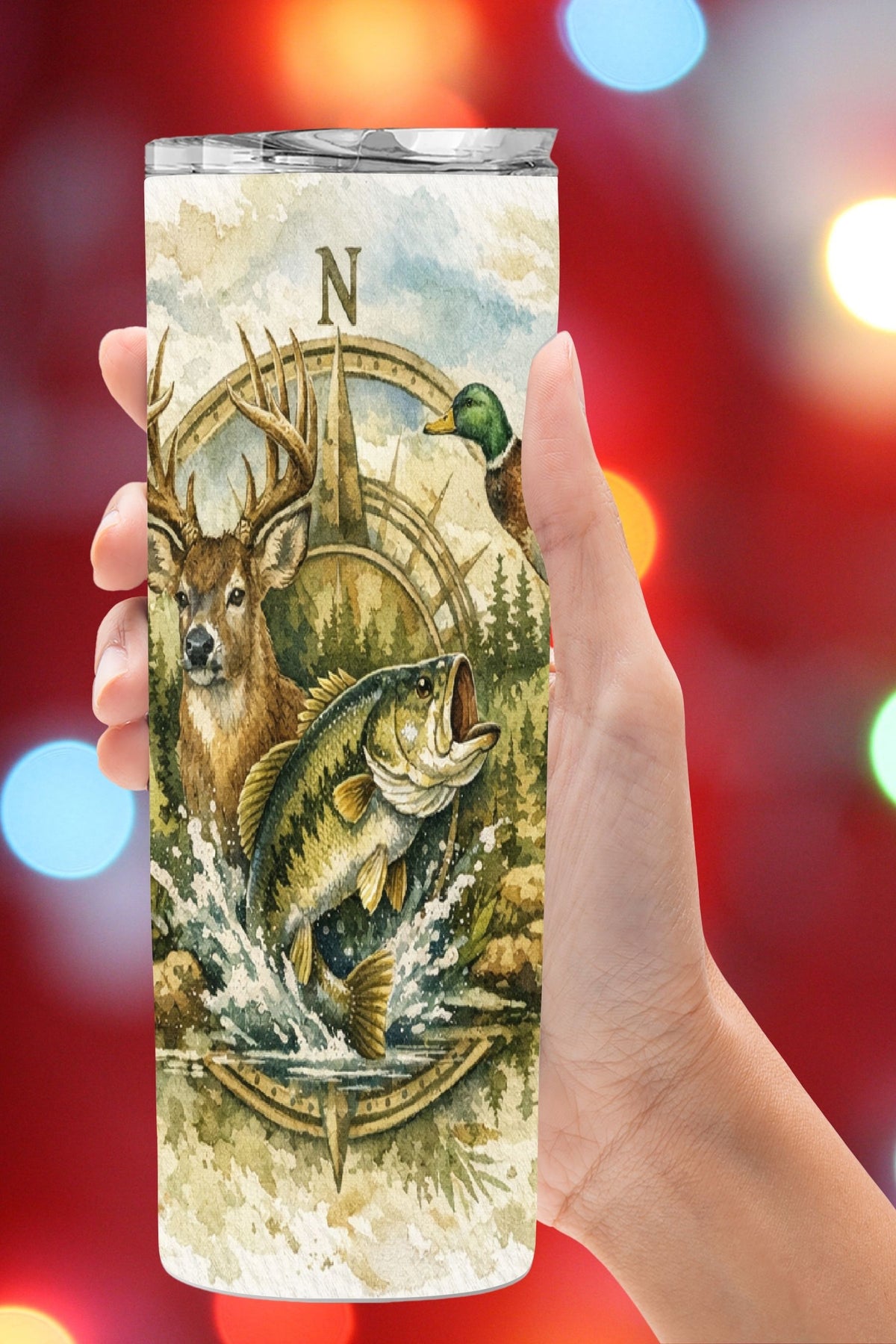 Deer Duck Fishing Tumbler – Hunting & Fishing Design   *889