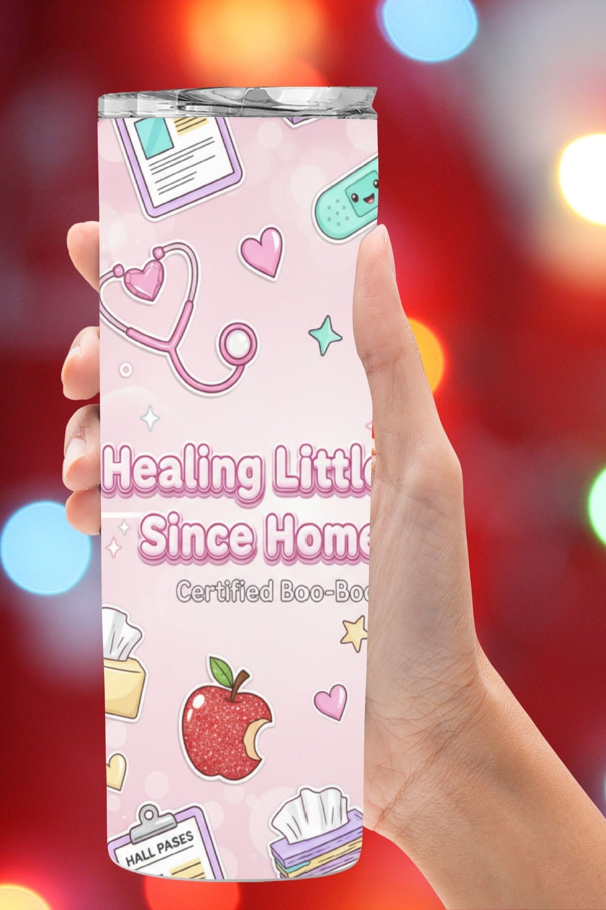 Calling tumbler makers ✨ This School Nurse tumbler wrap PNG is designed for 20oz skinny tumblers and features a seamless wrap with a cute, inflated-style medical design. Perfect for school nurse gifts, RN appreciation, and back-to-school drinkware.