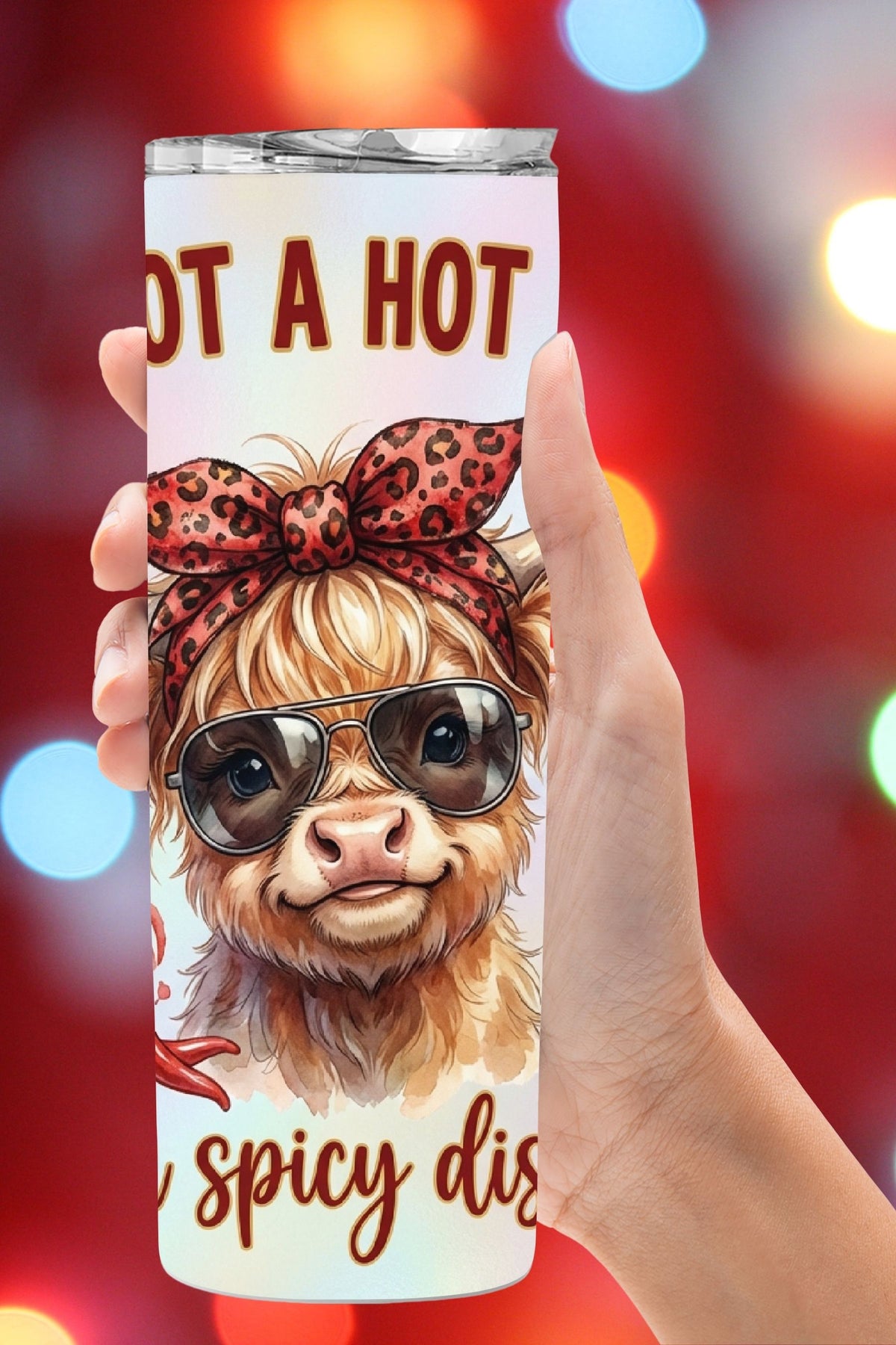 Hot Mess Cow Tumbler Wrap – Spicy Disaster Highland Cow Design   *865