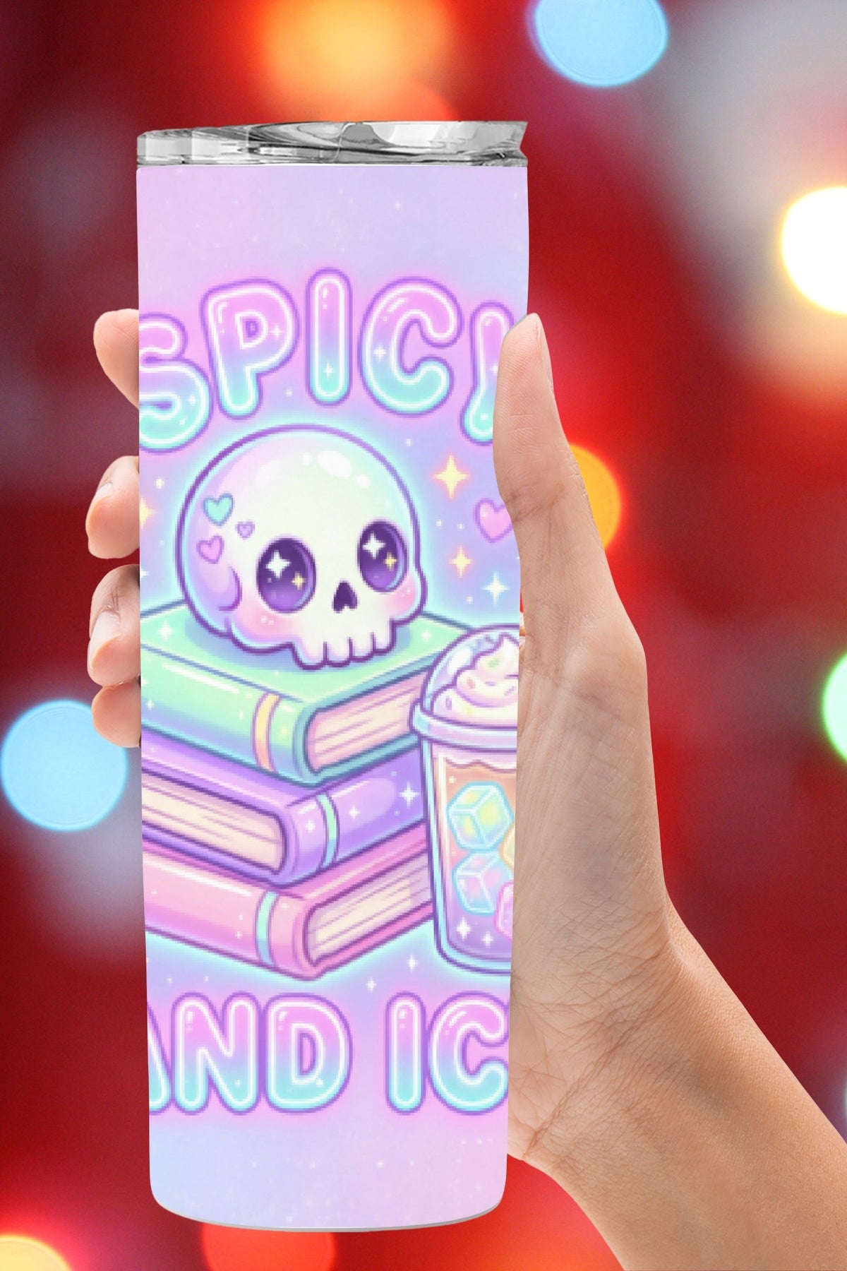 Looking for a fun gift for a book lover? This cute skull tumbler design is perfect for book club friends, book nerds, and coffee lovers who are always running on coffee and spicy books. A funny bookish gift for readers who love iced coffee.