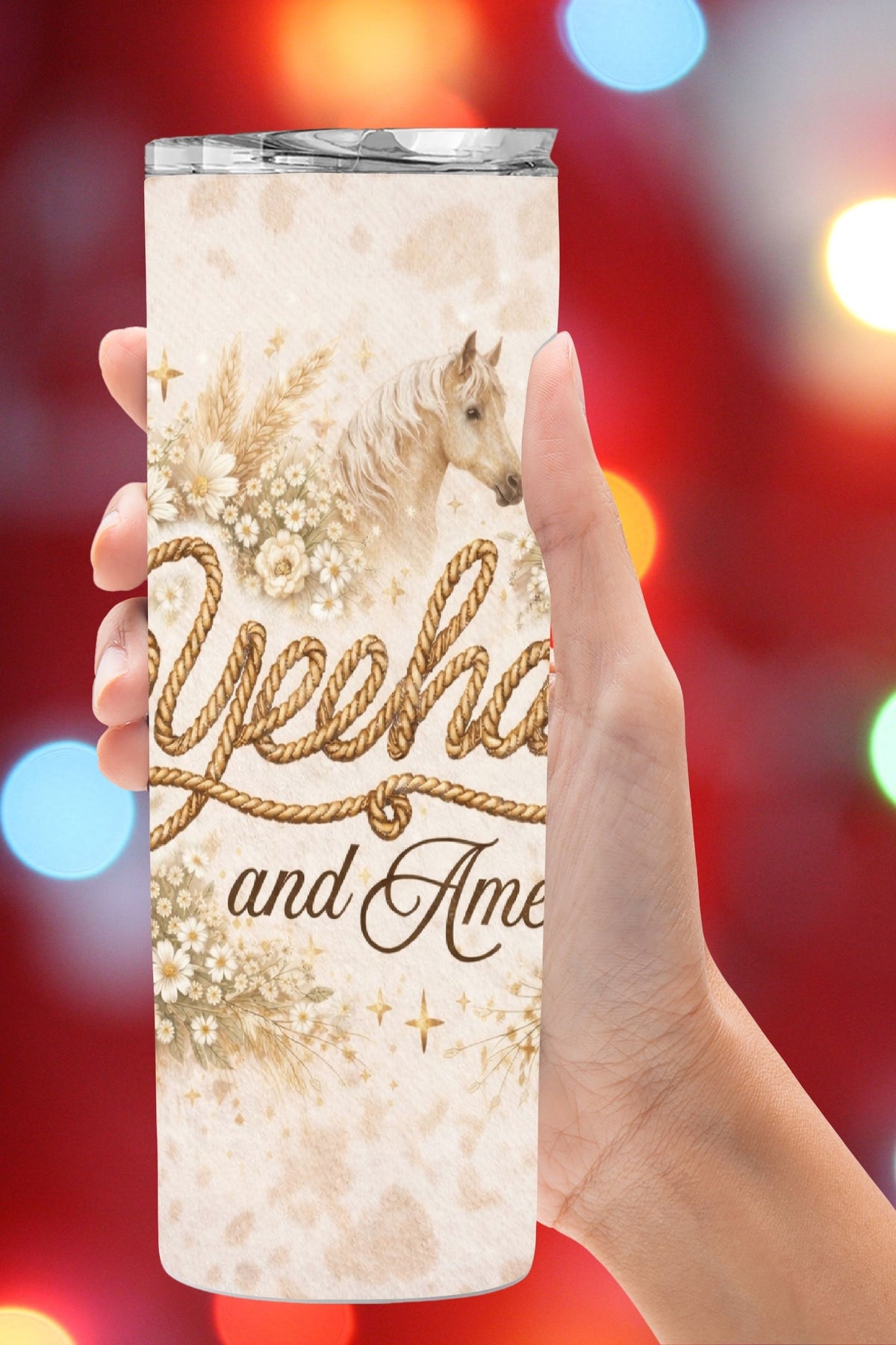 Christian Rustic Yeehaw and Amen Tumbler   *851
