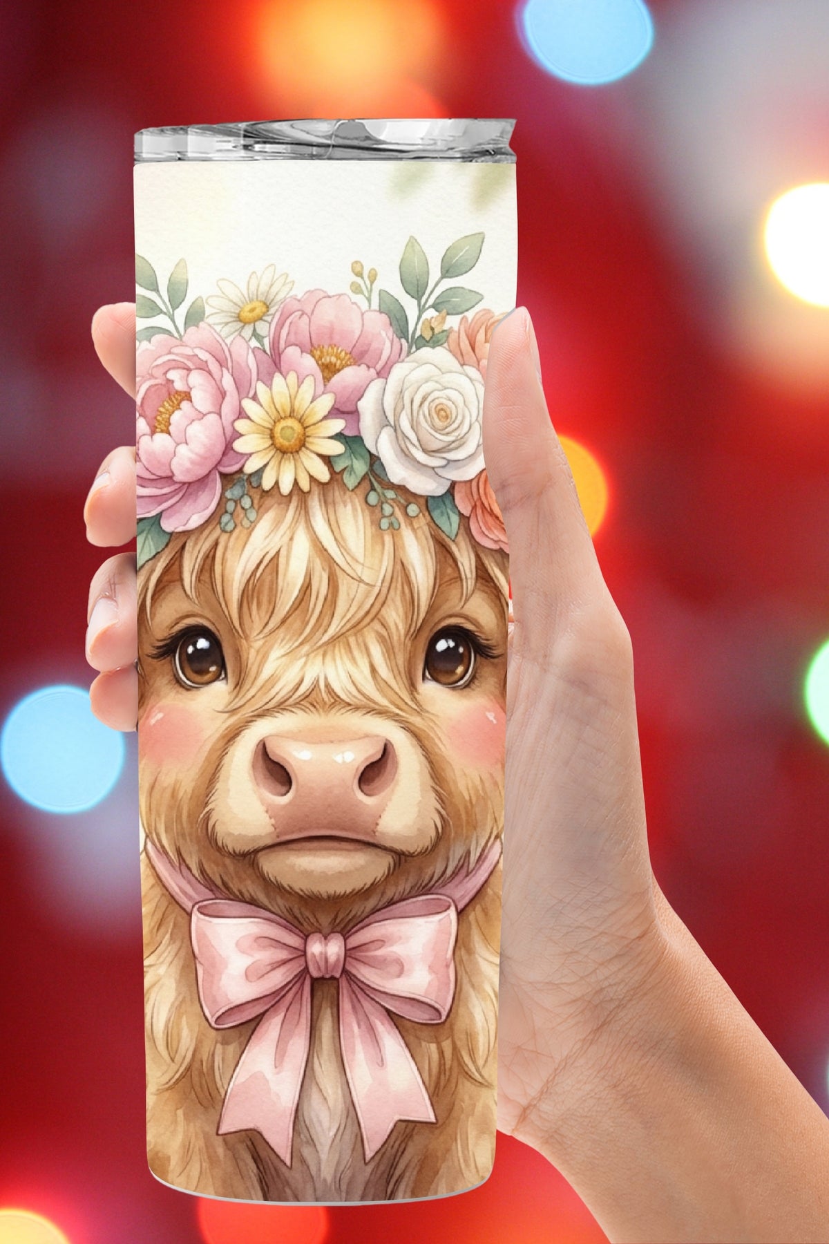 A Mother’s Day tumbler she’ll actually use 💗 Featuring a soft floral highland cow design, this 20oz skinny tumbler is a thoughtful spring gift for moms, grandmas, and cow lovers.