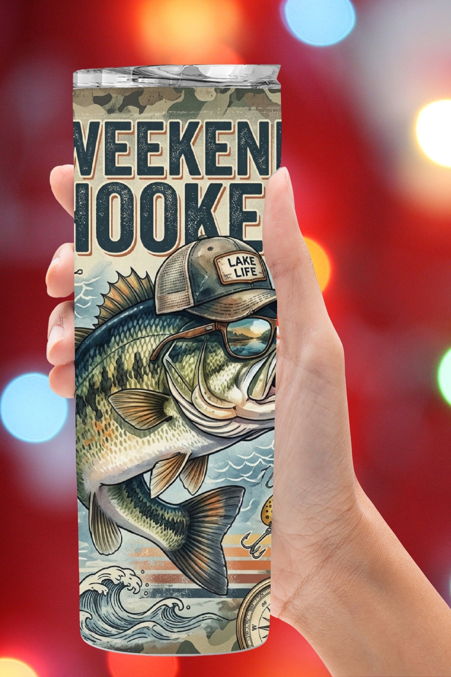 WEEKEND HOOKER FISHING TUMBLER and Tumbler Wrap PNG  *1063