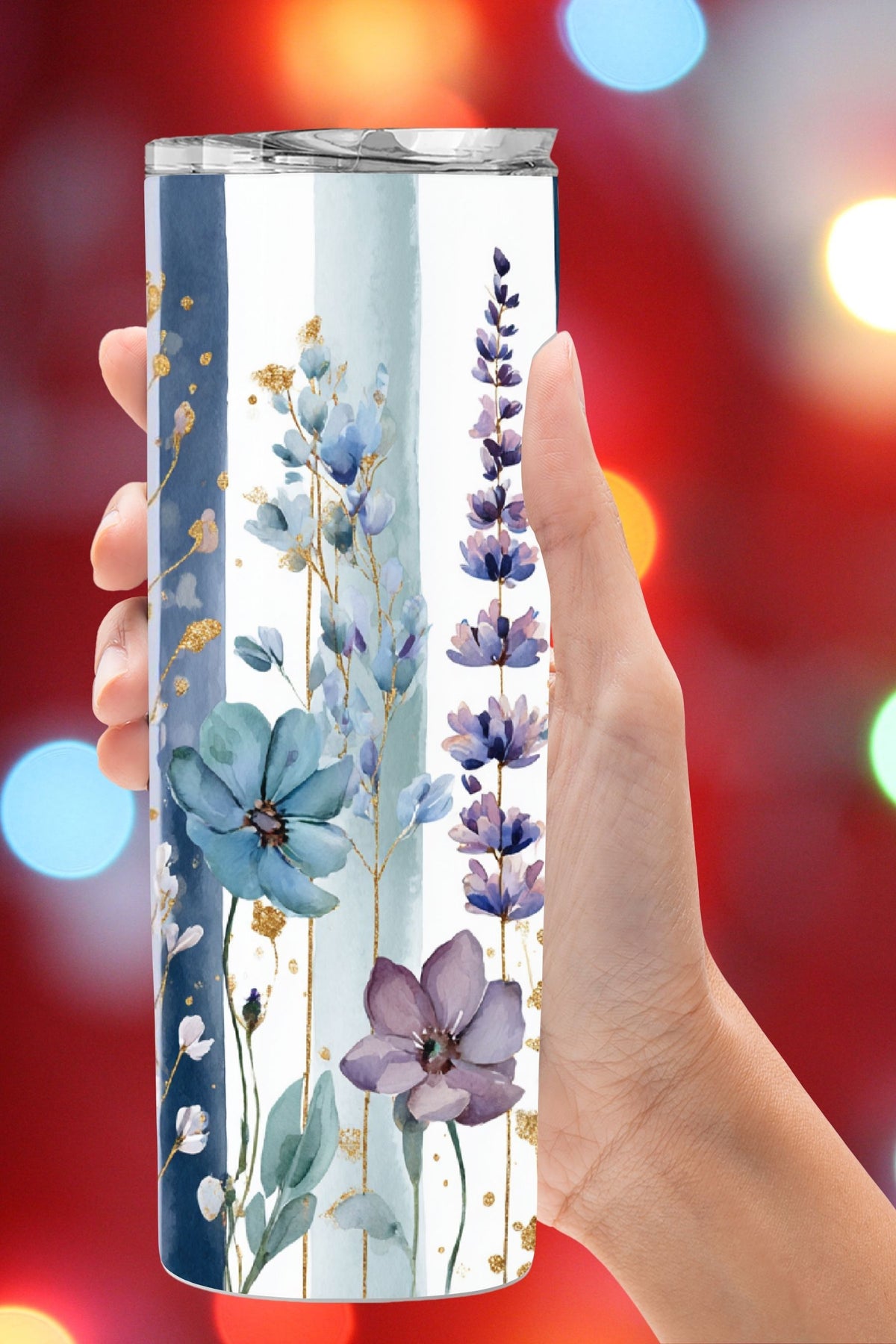 If you love modern floral aesthetics, this watercolor wildflower tumbler is a must-have. Featuring vertical brushstroke design, delicate blue cornflowers, lavender sprigs, and metallic gold details, this feminine floral tumbler is perfect for everyday iced coffee, teacher gifts, or spring market finds. Choose a physical insulated tumbler or grab the sublimation PNG to create your own trendy floral wrap.

Keywords: aesthetic floral tumbler, watercolor tumbler wrap, vertical brushstroke tumbler, spring drinkw