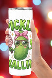 Serve looks on and off the court with this Pickle Ballin tumbler wrap PNG! This funny pickle PNG makes a bold sublimation PNG for tumblers, jars, and shirts. Perfect for pickleball fans, summer gifts, and small business crafters looking for a playful pickleball clipart and sublimation design that sells.