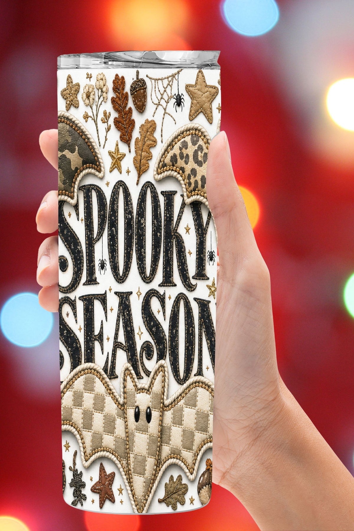Spooky Season Patchwork Bats Tumbler and Tumbler Wrap *1109