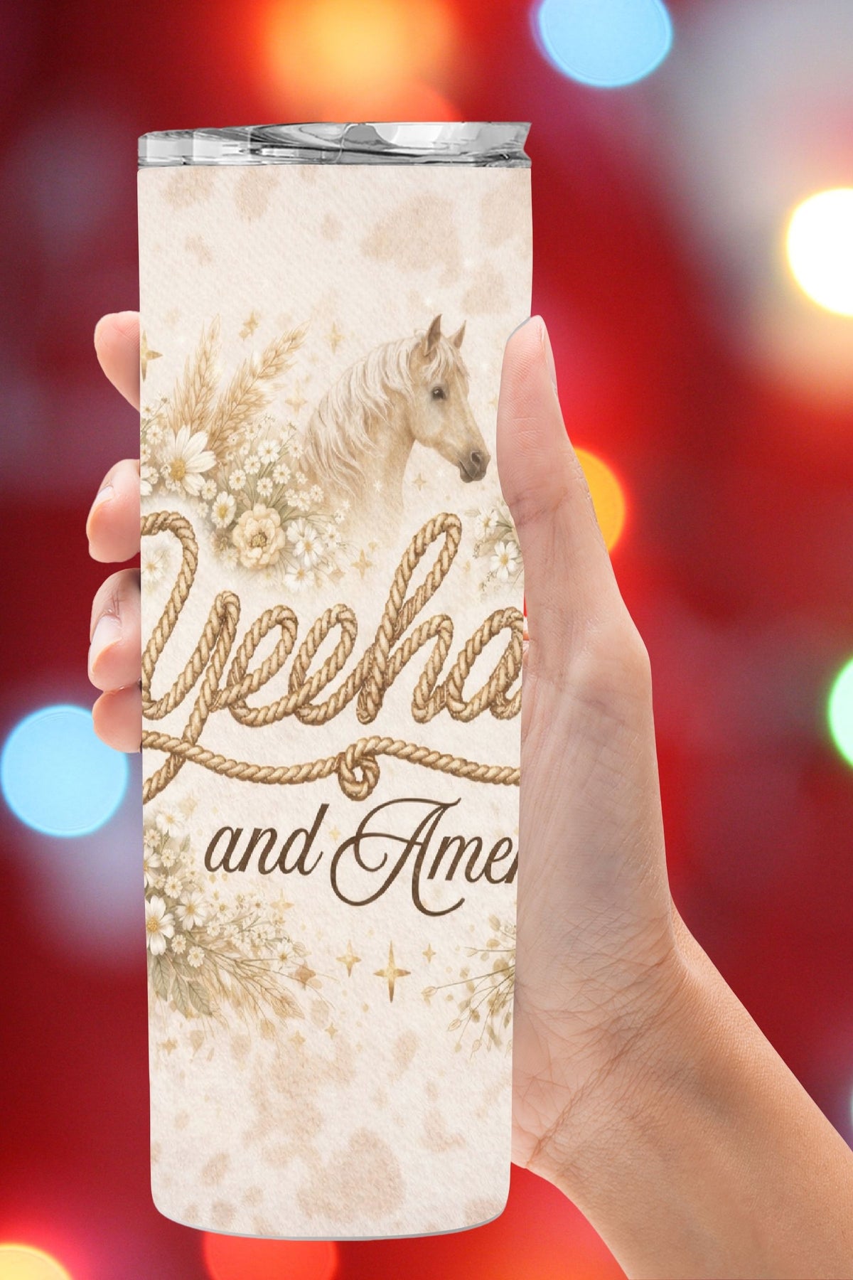 Neutral Boho Yeehaw and Amen Tumbler  *850