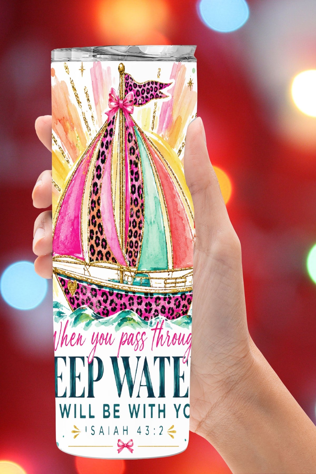 Deep Waters Christian Tumbler and Tumbler Wrap PNG  *1069