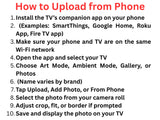 Step-by-step guide on how to upload photos from a phone to a TV using companion apps.
