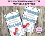 Little Mermaid Custom Name Thank You Gift Tag Canva Template Printable
