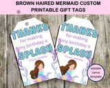 Little Mermaid Custom Name Thank You Gift Tag Canva Template Printable