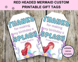 Little Mermaid Custom Name Thank You Gift Tag Canva Template Printable