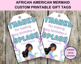 Little Mermaid Custom Name Thank You Gift Tag Canva Template Printable