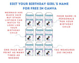 Little Mermaid Custom Name Thank You Gift Tag Canva Template Printable