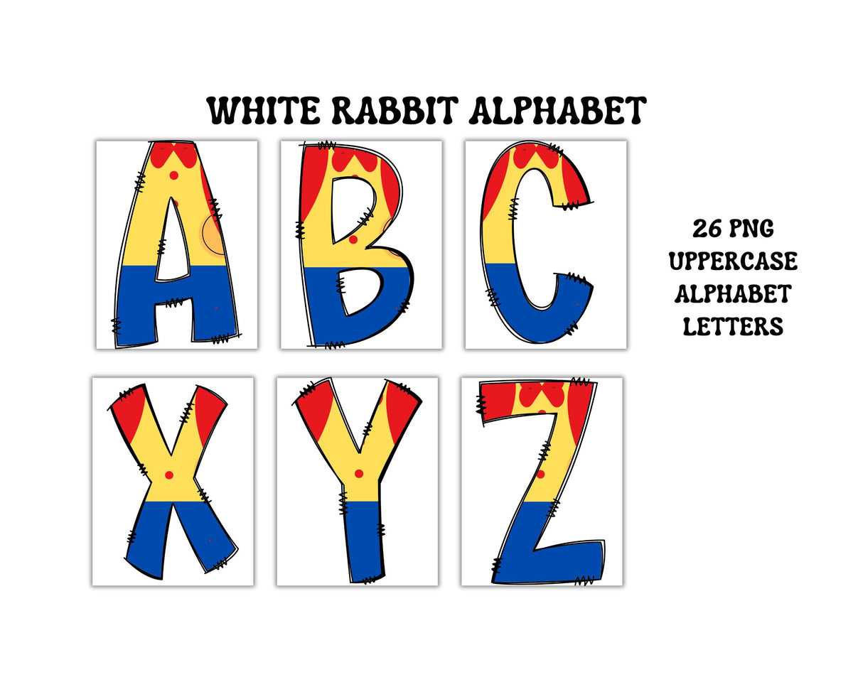 Alice in Wonderland Alphabet Clipart Set of 6 English Letters