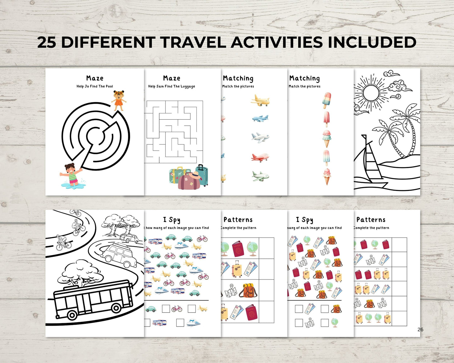 Kids Road Trip Travel Activity Pack Printable Set