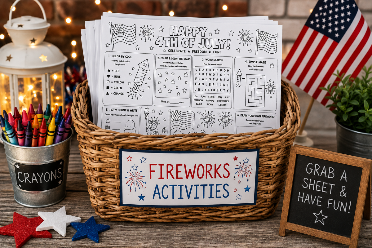 Patriotic 4th of July Activity Placemat Printable