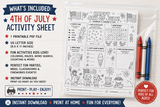 Patriotic 4th of July Activity Placemat Printable