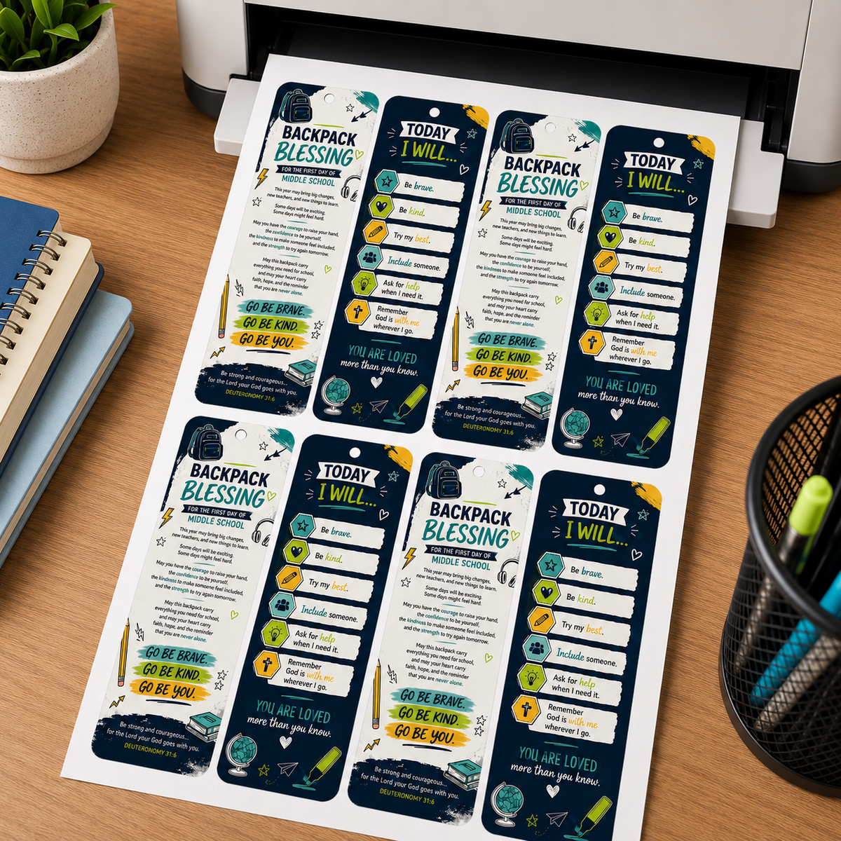 Middle School Backpack Blessing Tags Printable | Christian First Day of School Gift