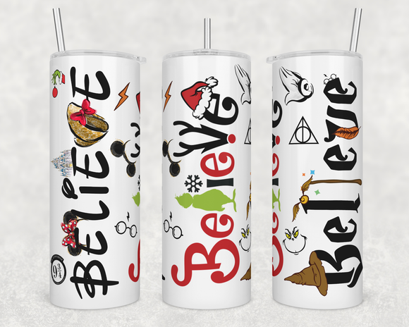 Christmas Believe 20 ounce Stainless Steel Tumbler