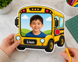 Editable School Bus Student Photo Frame Template, Printable Bulletin Board Display, Canva Classroom Decor