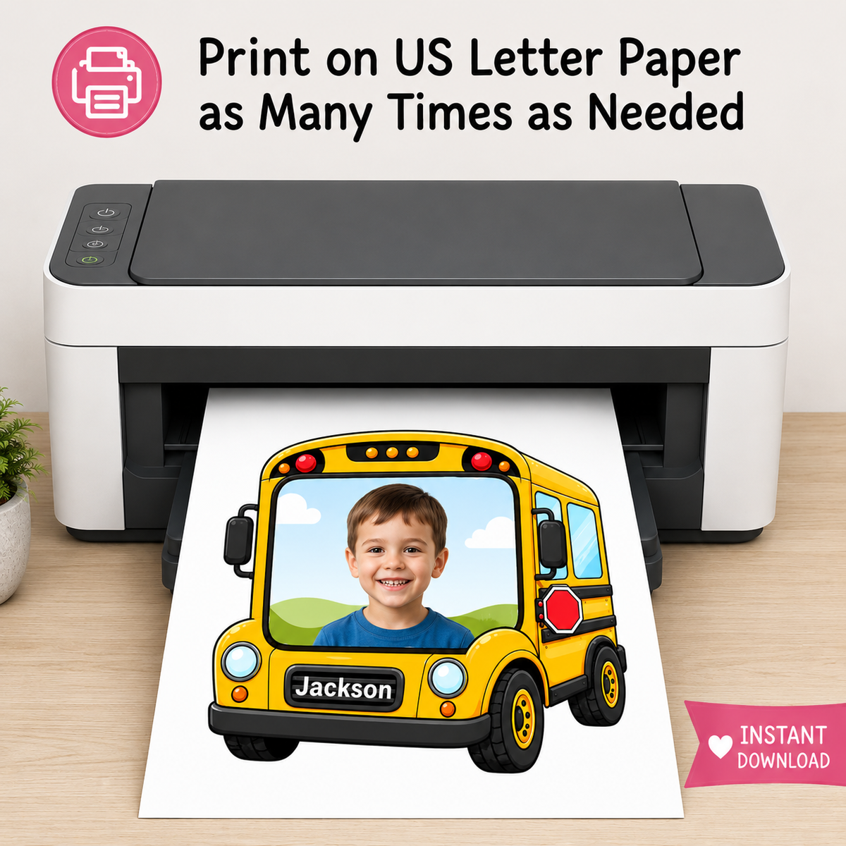 Editable School Bus Student Photo Frame Template, Printable Bulletin Board Display, Canva Classroom Decor