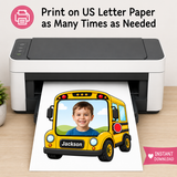 Editable School Bus Student Photo Frame Template, Printable Bulletin Board Display, Canva Classroom Decor