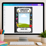 Editable Composition Notebook Student Photo Frame Canva Template
