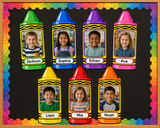 Editable Crayon Student Photo Frame Template | Canva Classroom Bulletin Board Decor | Back to School Photo Display