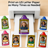 Editable Crayon Student Photo Frame Template | Canva Classroom Bulletin Board Decor | Back to School Photo Display