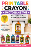 Editable Crayon Student Photo Frame Template | Canva Classroom Bulletin Board Decor | Back to School Photo Display