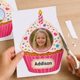 Editable Birthday Cupcake Student Photo Frame Canva Template