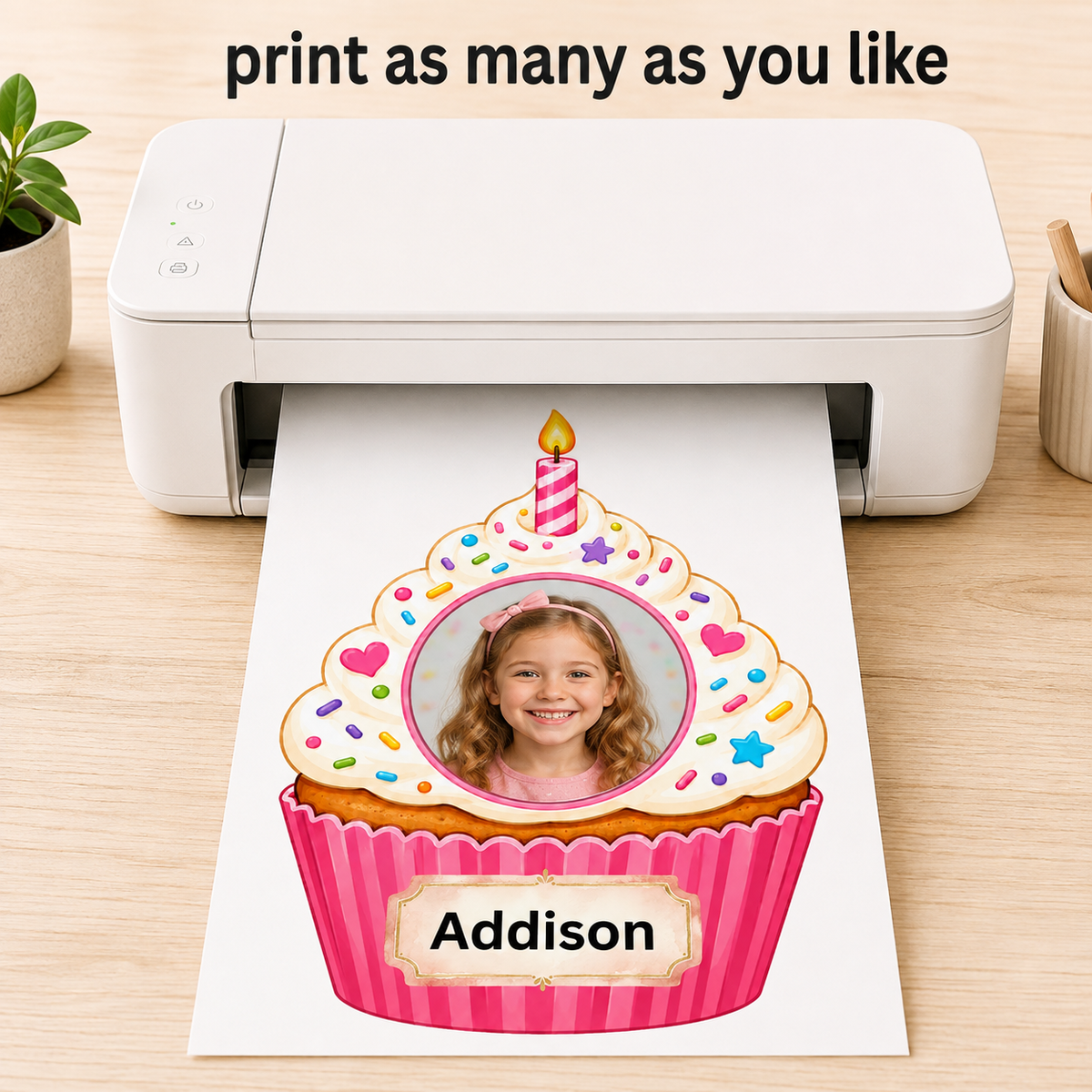 Editable Birthday Cupcake Student Photo Frame Canva Template