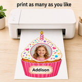 Editable Birthday Cupcake Student Photo Frame Canva Template