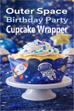 Turn store-bought cupcakes into adorable space party treats with these outer space cupcake wrapper printables. Perfect for a space birthday, astronaut party, Two the Moon, or First Trip Around the Sun celebration. An easy DIY party decor option for busy parents—just print, cut, and wrap.