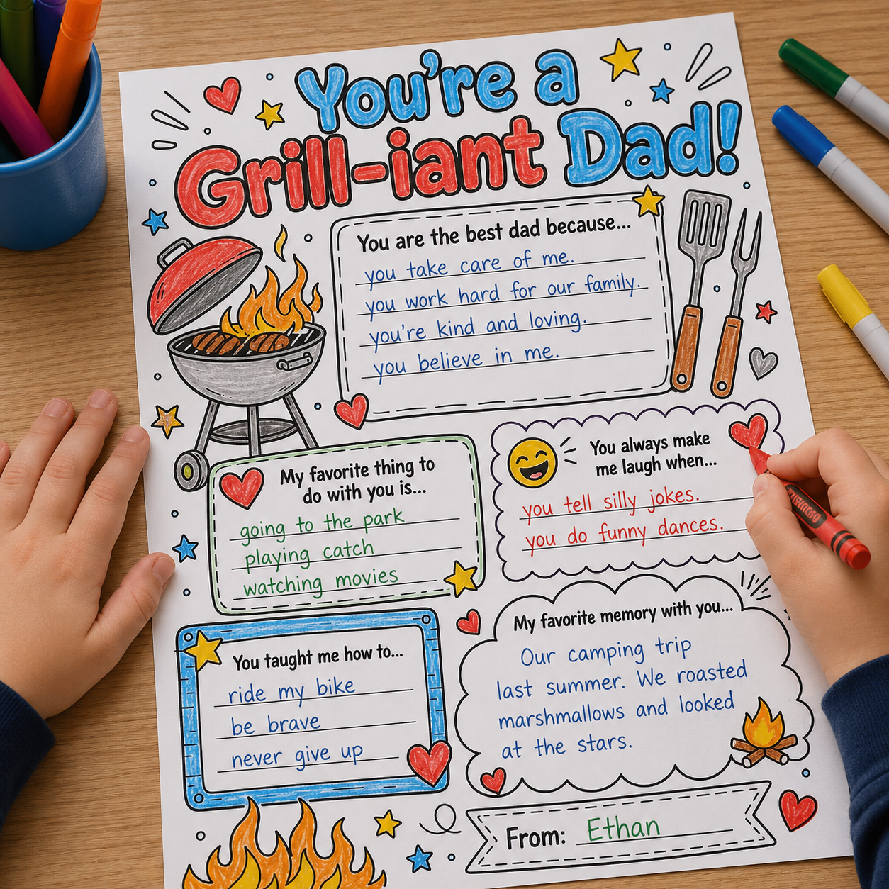You’re a Grill-iant Dad! Father’s Day Printable Worksheet