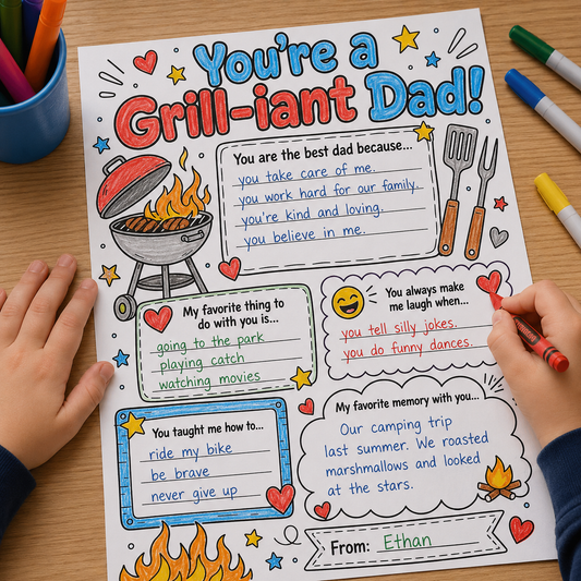 You’re a Grill-iant Dad! Father’s Day Printable Worksheet