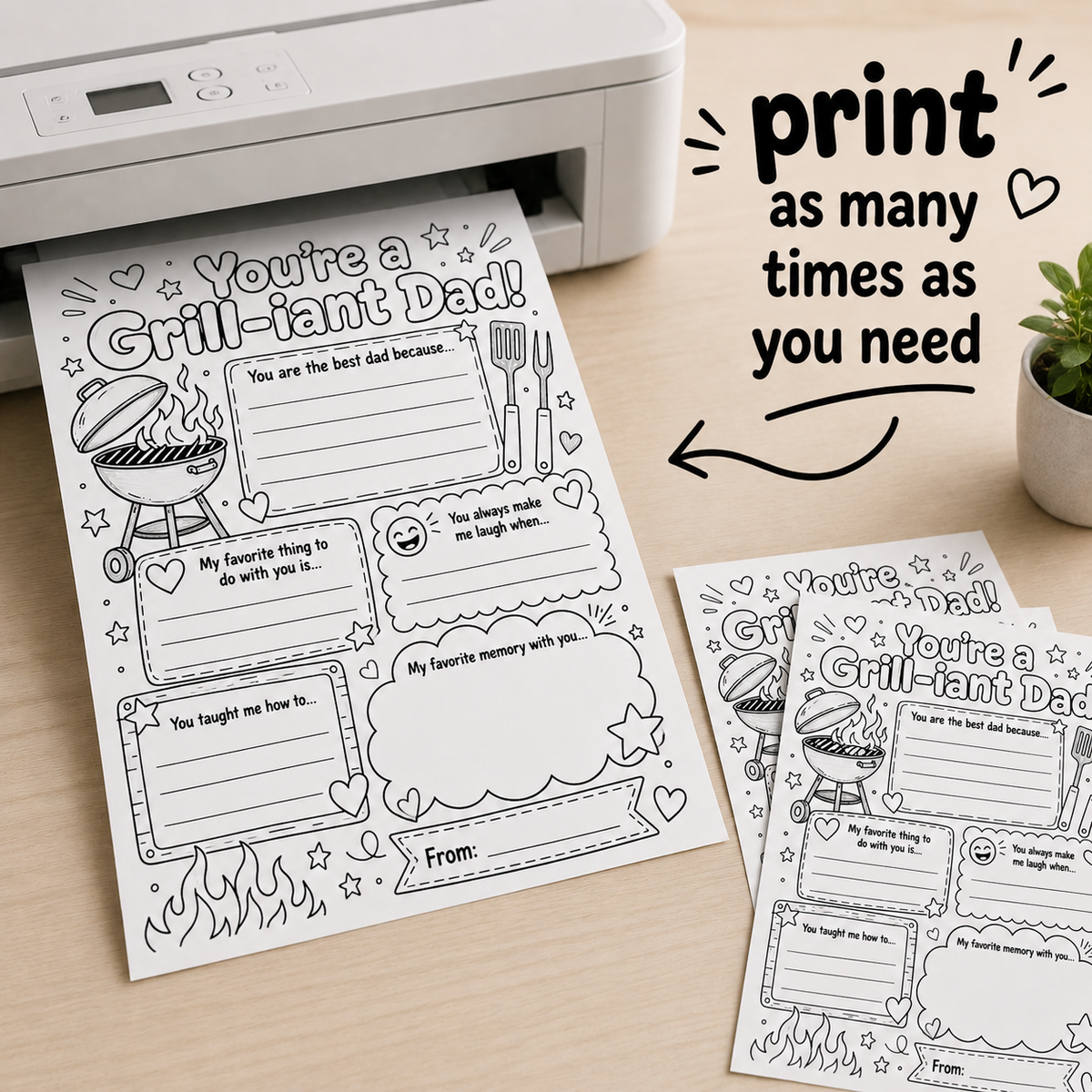 You’re a Grill-iant Dad! Father’s Day Printable Worksheet