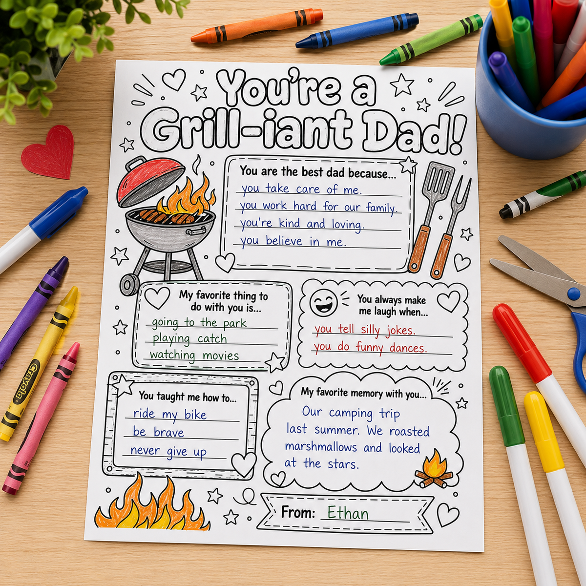 You’re a Grill-iant Dad! Father’s Day Printable Worksheet