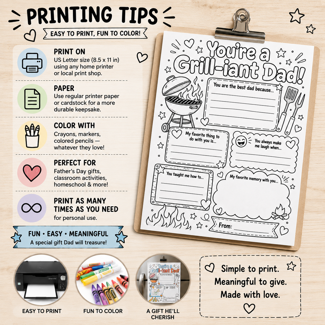 You’re a Grill-iant Dad! Father’s Day Printable Worksheet