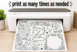 Two Wild Second Birthday Activity Placemat Printable, Jungle Safari Birthday Activity