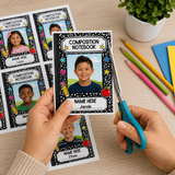 Editable Composition Notebook Student Photo Frame Canva Template