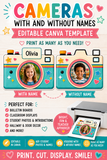 Create a fun, personalized classroom display with this Editable Camera Student Photo Frame Canva Template! Add student photos and names, choose from camera versions with or without a name area, then print, cut, and display on bulletin boards, classroom walls, doors, hallways, or student spotlight boards. Perfect for preschool, kindergarten, elementary classrooms, Meet the Teacher events, and year-round classroom decor.

#ClassroomDecor #BulletinBoardIdeas #TeacherPrintables #CanvaTemplate #StudentPhotoDispl