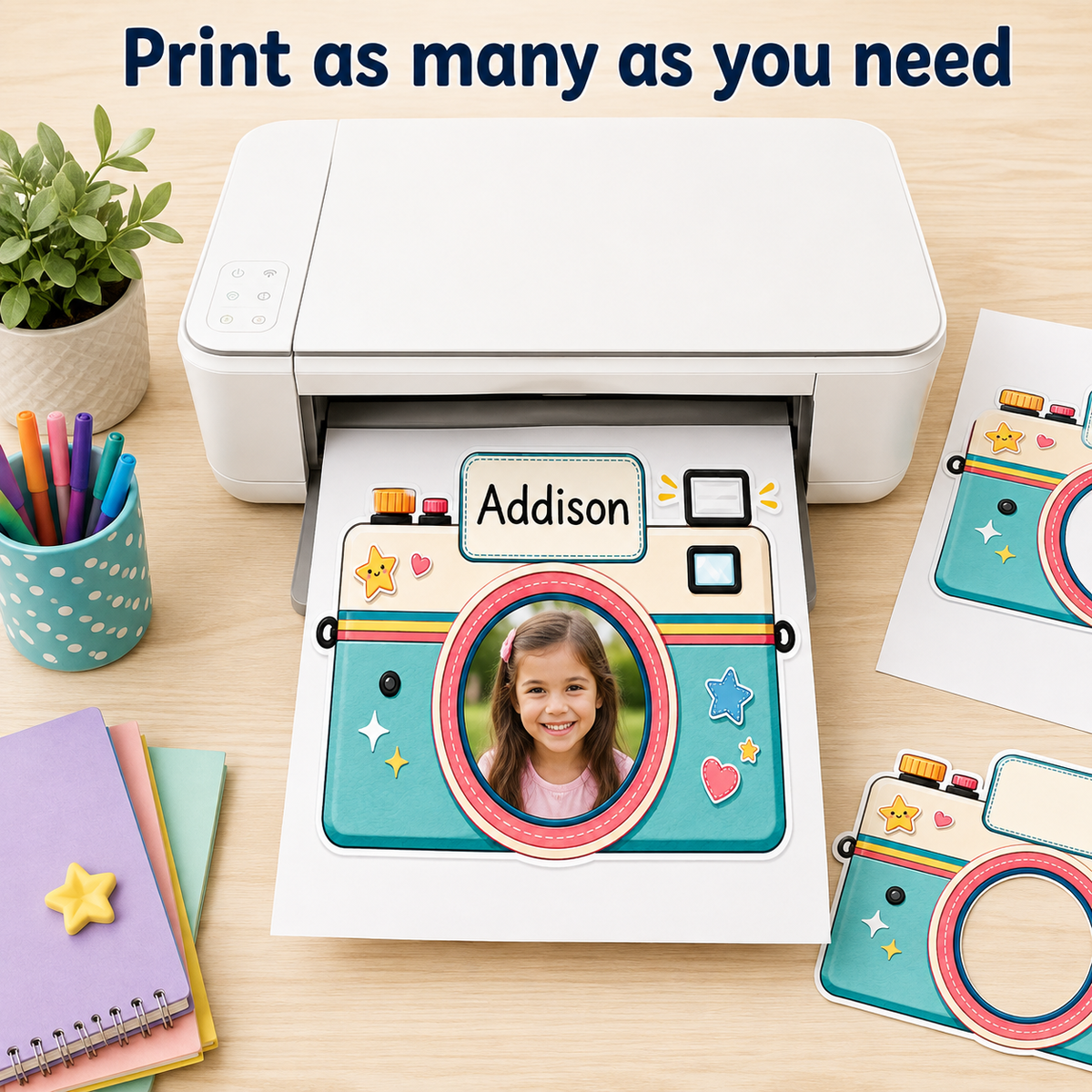 Editable Camera Student Photo Frame Canva Template