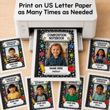 Editable Composition Notebook Student Photo Frame Canva Template