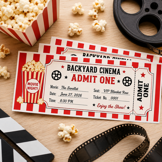 Backyard Movie Night Printable Tickets
